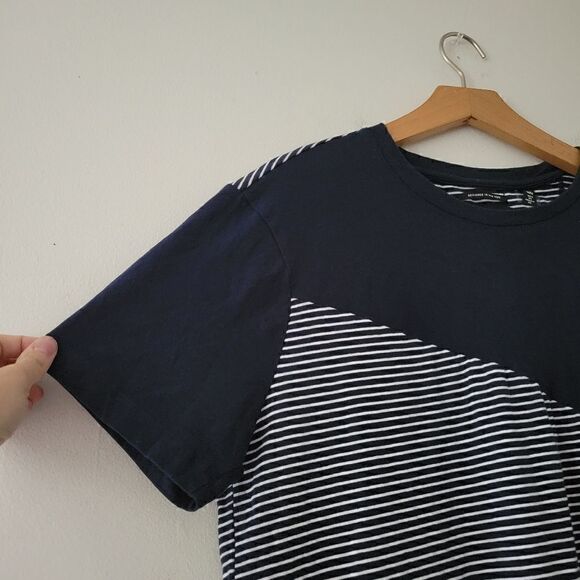 Kenneth Cole New York Navy Blue White Striped T-shirt M - Picture 6 of 8